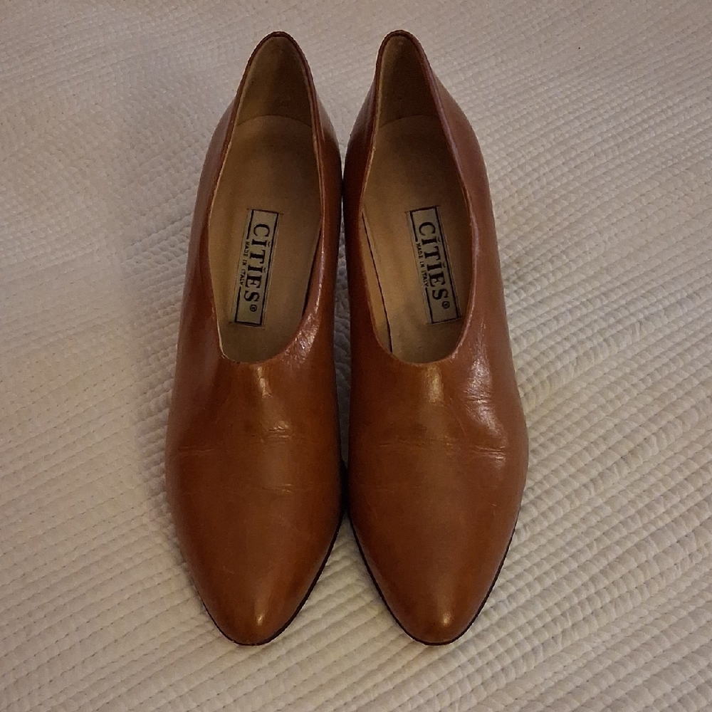 Cities Italian Brown Leather Heels for Women 7 - Picture 3 of 5